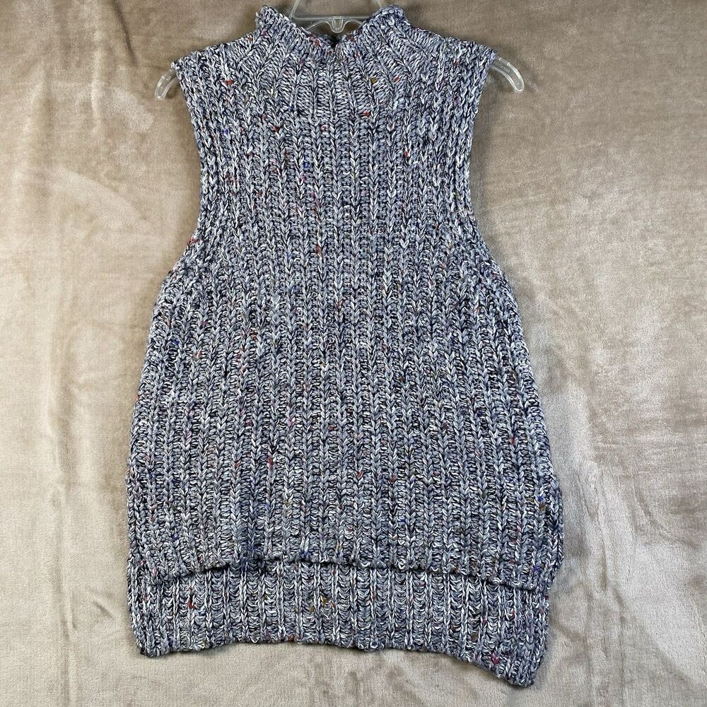 Anthropologie Blue Marled Knit Turtleneck Sweater Vest